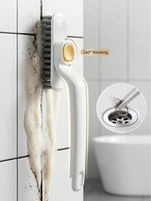 1pc Multi-Functional Rotating Cleaning Brush, Made Of Plastic, 360° Stiff Bristle Head, V-Shaped Connector, Suitable For Tile And Bathroom Crevice Cleaning, Can Clean Bathroom Crevices, Household Hard Crevices, Kitchen Rotating Crevices, Bathroom And Kitchen Accessories, Holiday Gift, Random Color And Style - Multicolor - View 4