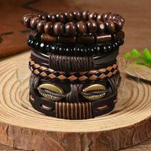 Bộ 10 vòng tay hạt gỗ phong cách Bohemian, hình rùa biển, dừa, ngọc lam, thích hợp cho nam giới đeo hàng ngày. - Nhiều màu - Xem 17