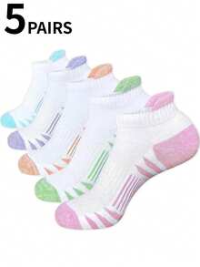 1/5 Pasang Kaos Kaki Pendek Olahraga Wanita, Kaos Kaki Kompresi Lari, Nyaman & Lembut - MultiWarna - View 8