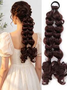 Synthetic French-Style Hand-Braided Bubble Braid Ponytail Wig Long Braid Fluffy Wig Braid - Multicolor - View 9