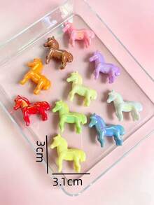 5/10 pièces Perles de mini-chevaux colorées et mélangées, perles de décoration d'animaux mignons pour bracelets, colliers, bijoux faits main et accessoires DIY - Perles de poney - Voir 5