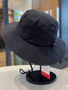 1pc Men's New Drawstring Waterproof Bucket Hat, Windproof, Sun Protection, UV Protection, 3D Design, Foldable, Fashionable Versatile, Elegant Style, Soft Comfortable, Breathable, Multi-Functional, Flattering, Face-Slimming, Suitable For Beach, Outdoor, Hiking, Cycling - A - View 4