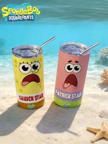 SpongeBob SquarePants 420毫升海绵宝宝情侣水瓶，二合一吸管杯，防漏设计，适用于办公室、露营、居家、学校等多种场合，是送给女朋友、生日、圣诞节、旅行、观光、学习、健身的理想礼物，款式多样，可作桌面水杯日常使用，也适合教师节、周年纪念日、生日等场合，是送给女性的绝佳礼物。需自行安装。 - 紅白色 - 查看 3