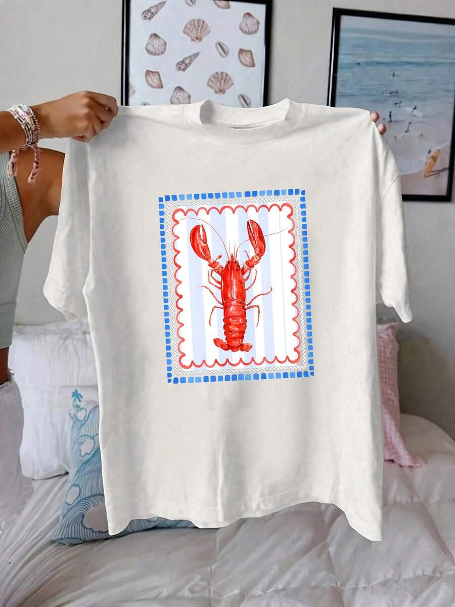 1 Pack Girls Casual Printed Crew Neck Short Sleeve T-Shirt Summer Student Youth Clothing - 白色2 - 查看 1