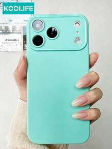 Koolife 1pc Matte Light Blue Solid Color Soft TPU Phone Case, Large Camera Cutout Design, Shock-Proof & Scratch-Resistant, Minimalist Elegant Style, Suitable Compatible With Apple 17/17 Pro/17 Pro Max - Pale Blue - View 1