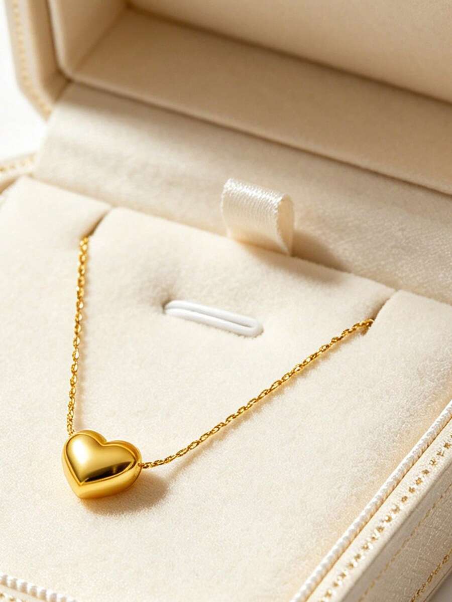 Dây chuyền mặt hình trái tim tối giản, trang sức dây chuyền xương đòn mùa hè thanh lịch dành cho nữ, bán sỉ mặt dây chuyền cá nhân hóa. - Vàng - Xem 1