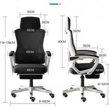 Ergonomic Office Chair With Adjustable Backrest And Footrest - Black and White - View 8