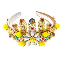 1 Pc Wide Edged Rhinestone Headband, Fashionable And , With A Crystal Like Lemon Headpiece For Fashionable Hair Styling - 發箍 - 查看 5