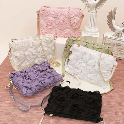 حقيبة كلاتش أنيقة وعصرية بلون أحادي مزخرفة، مناسبة لحفلات الولائم والمناسبات HJ-8961