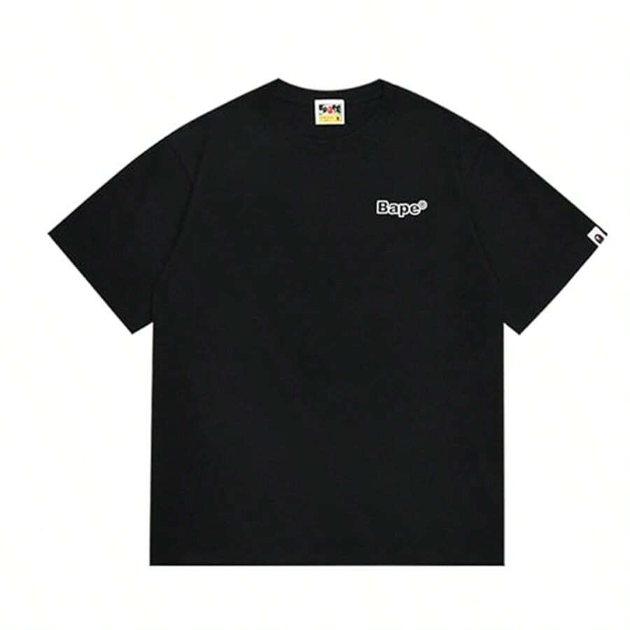 BAPE Men's Multi-Logo Chest & Back Print Tee – Black - Black - View 1