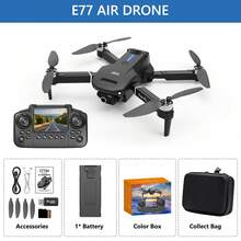 E77Air 折叠无人机配备双摄像头、无刷电机、大屏幕遥控器和可调节镜头。它具有一键起飞、360°翻转、光流悬停和速度调节等功能。这款带摄像头的无人机是万圣节和圣诞节的完美礼物。 - 查看 12
