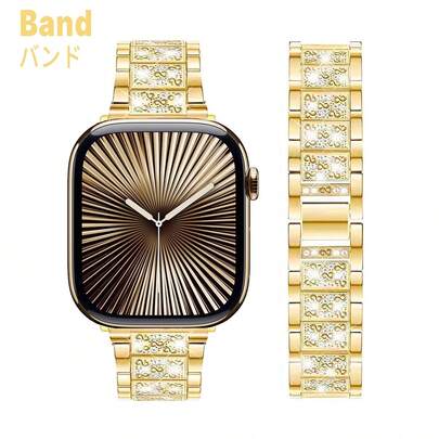 Elegant Rhinestone Metal Band Compatible With Apple Watch Series Ultra 3/2/1 SE S11/S10, S9, S8, S7, S6, SE, S5, S4, S3 Ultra 3/2/1, Fits 38mm 40mm,41mm,42mm,44mm,45mm,46mm,49mm Women's Bands - Shimmering Luxury Diamond Ladies Bands In Rose Gold, Silver, Black - Alloy Material - Sparkling Design, Women's Accessories For Summer Gala, Beach Party, Mother's Day, Teacher's Day Gifts, Smart Watch Bands Compatible With IPhone