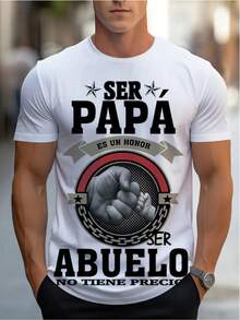 Men's Graphic T-Shirt: Being A Dad Is An Honor, Being A Grandfather Is Priceless. 180 G/M² Crew Neck T-Shirt, Casual Fit. Ideal Father's Day Gift For Dads And Grandfathers. - 黑色 - 查看 6