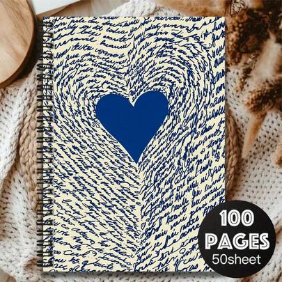 Sổ tay lò xo 100 trang, chữ viết tay hình trái tim lãng mạn, thích hợp cho công việc, học tập, ghi chép bài vở, lập kế hoạch hàng ngày. Có thể dùng làm quà tốt nghiệp, quà sinh nhật, lý tưởng để viết nhật ký hoặc ghi chú, lựa chọn quà tặng thiết thực và thẩm mỹ.