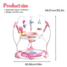 Baby Activity Center,Activity Center And Jumper,Infant Activity Center With 360° Rotating Seat,3-In-1 Play Center, Sturdy & Easy To Clean,3 Adjustable Heights,Infant Activity Jumper For 6+ Months Max Weight 26.5 Lbs  For Indoor And Outdoor As Halloween & Christmas Gifts Bedroom - Mermaid Pink - 查看 2