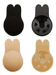 4pcs Reusable Bunny Ear Shaped Silicone Adhesive Nipple Covers - Multicolor - View 17