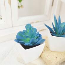 3 pièces Plantes en pot artificielles bleues et roses créatives, ornements de bureau de plantes vertes simulées pour la maison, le bureau, l'intérieur/extérieur. Plantes succulentes artificielles, plantes, décoration de maison, décoration de salon, fausses plantes, décoration de bureau - Multicolore - Voir 6