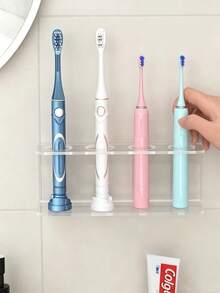 Giá đỡ bàn chải đánh răng điện tiết kiệm không gian, giá treo bàn chải đánh răng điện trong suốt gắn tường - Thiết kế tiết kiệm không gian với mặt sau có keo dán - Giá đựng đồ dùng phòng tắm hiện đại - trong suốt - Xem 13