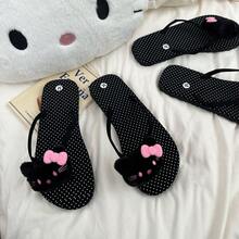 SANRIO Dép xỏ ngón nữ Hello Kitty hoạt hình, đế mềm, kiểu dáng đa năng, gót dày, dép đi biển, phụ kiện cần thiết cho du lịch và hoạt động ngoài trời. - Dép tông - Xem 9