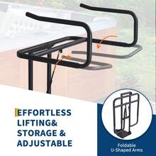 Elevador ajustable para cubierta de jacuzzi – Asistencia hidráulica – Operación por una sola persona – Brazos en U plegables que ahorran espacio – Instalación fácil bajo el borde – Compatible con la mayoría de spas y jacuzzis, de 69" a 96" – Accesorio práctico para spa - Barra de gas individual (ancho de 32" a 52") - Ver 6
