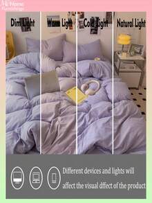 3pcs Light Purple Bedding Set - 1 Duvet Cover & 2 Pillowcases, Soft & Comfortable Fabric, Multiple Colors Available, Suitable For Dorm Room Or Bedroom, Fashionable Home Decor, Machine Washable, No Filling - Mauve Purple - View 7