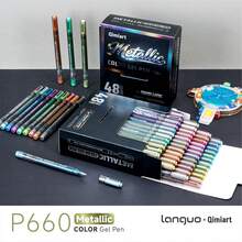 Languo 3D立体日记笔 - 216色丙烯酸凝胶笔套装和48种金属光泽色，1.0mm细笔尖，适用于绘画、素描和艺术日记 | 顺滑混色，大容量墨水 | 非常适合艺术家和初学者，是送给男孩/女孩学生、返校季和教师奖励的绝佳礼物。 - 套裝 - 查看 7