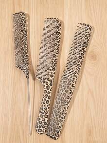 5/3/1 件套黄色豹纹发梳套装，专业沙龙美发梳，理发剪发梳，平头梳，男女通用分缝造型梳 - 彩色 - 查看 10