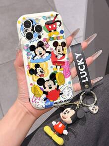 This Disney Mickey Mouse Lanyard Phone Case Is Fully Covered In TPU Material. It's Shockproof, Lightweight, And Compatible With IPhone17/16/11/13/15/15 Plus/15 Pro/15 Pro Max/12/14 Pro Max/11 Pro Max/12 Pro/12 Pro Max/13. This Phone Case Makes A Popular Birthday Gift Or Business Gift; It's Durable, Stain- And Fingerprint Resistant, And Suitable For Both Men And Women. The Set Also Includes A Mickey Mouse Phone Case And A Mickey Mouse Plush Bracelet. It's A Perfect Gift For Friends And Family. This Stylish Phone Case Is Fun, Lightweight, And Durable. IPhone17 Pro Max Phone Case, Minnie Mouse Phone Case. - trắng - Xem 3
