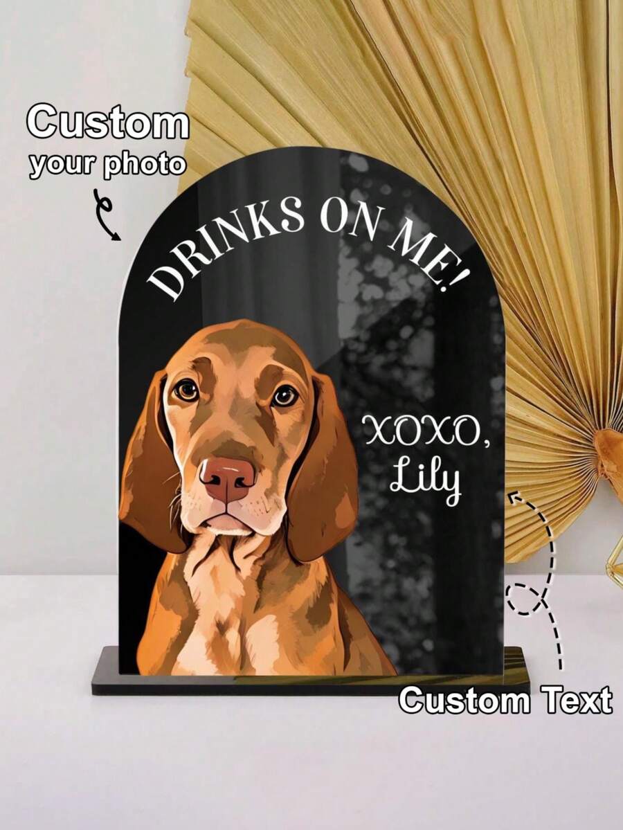 1pc Customized Dog Cocktail Menu Board, Personalized Acrylic Drink Menu Sign, Unique Wedding Bar Signage, Personalized Pet Cocktail Menu Board, Customized Pet Portrait Wedding Bar Sign, Open Bar Dog Signage