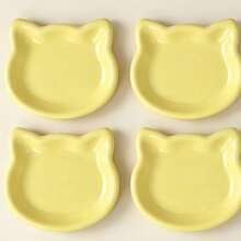 可爱猫形宠物碗，塑料防滑喂食碗，小型犬幼猫食物盘，干湿食物水碗，日常宠物用品 - 深1.6cm - 查看 20