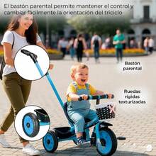 Triciclo Bicicleta Juguete Infantil con Cesta y Cajuela Color Azul - Caqui - Ver 4