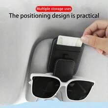 1 pieza Bolsa de almacenamiento para parasol de coche, soporte de moda multifuncional para gafas, diseño compacto y ahorro de espacio, accesorio para parasol de automóvil, opciones de varios colores, doble ranura para tarjetas de gran capacidad, clip para gafas, manga de almacenamiento de tarjetas, práctico, de fácil acceso, cierre magnético, decoración interior del coche - Clip para gafas de doble ranura - Ver 5