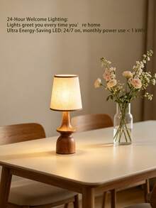 1pc Wood Grain Decorative Table Lamp, Suitable For Living Room, Study, Hotel, Outdoor Camping, Gift, Bedroom, Reading, Children, Decoration, Pregnancy, Prayer Corner, Italian Style, Minimalist, European, Chinese Style, French Style, Modern Arabic, Minimalist Islamic Design, Oasis Eclectic Style - Multicolor - View 4
