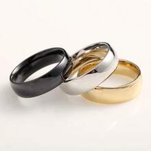 Modern Style 316L Stainless Steel Ring For Men And Women, With A Curved Face And 6mm Width. - KIT 3 DE CADA - 查看 2
