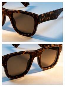 Gucci Gafas de moda con montura gruesa estilo retro Havana, diseño clásico, adecuadas para novio, uso diario y viajes - Negro - Ver 5
