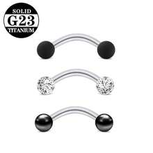 3件套 ASTM F-136 钛金属眉骨穿孔饰品 16G 耳环 垂直唇钉 唇部饰品 弯曲杠铃眉环 小巧醒目的多色球耳骨耳廓耳蜗耳屏穿孔饰品 男女日常佩戴 - Curved Barbell Ring - 查看 9