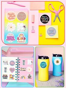 50PCS Mental Health Stickers, Positive Affirmation Waterproof Vinyl Decals With Inspirational Self-Care Designs For Water Bottles, Laptops, Journals & Scrapbooks, Motivational Stickers For Adults & Mental Health Advocates, Perfect For Personalizing Daily Items, Crafts And DIY Projects Scrapbook Supplies Scrapbooking - 1 Set - View 7
