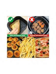 Disposable Air Fryer Paper Liners: 9 In Large Square Non Stick Parchment, Air Fryer Basket Liner For 8Qt - 12Qt Airfryer - Multicolor - View 6
