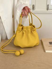 新款小众设计多功能女士抽绳单肩斜挎包 - 黃色 - 查看 9