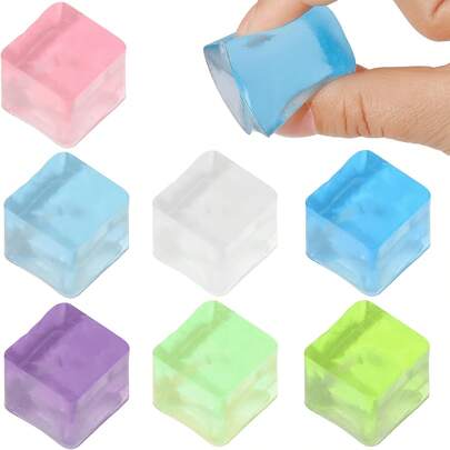 1件装多色减压玩具礼盒，彩色可捏冰块，轻松缓解压力，感官玩具，礼品冰块，挤压放松，感官游戏，趣味设计，色彩缤纷可爱玩具，柔软材质，弹性质感，触感玩具