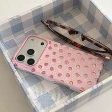Husă de telefon retro roz dulce cu căpșuni, potrivită pentru iPhone 17 Pro Max, 16 Pro Max, 15 Pro, 14, 13, drăguță și la modă, husă de protecție pentru telefon pentru fete - Roz - Vizualizare 4