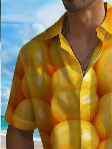 Golden Corn Kernel 3D Print Symbolizing Harvest Joy And Sunny Vitality Mens Hawaiian Shirt For Summer Beach Casual Style Fashion Gift - trắng - Xem 3