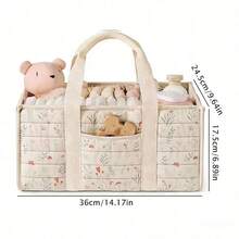 旅行衣物收纳袋，婴儿尿布整理篮，时尚收纳手提包，适用于换尿布台和车载淋浴间，多功能时尚尿布收纳篮，专为换尿布台设计 - 彩色 - 查看 7