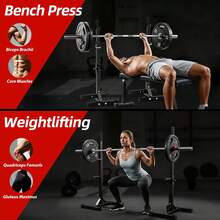 Adjustable Squat Rack Stands Pair Of Sturdy Steel Bench Press Rack, Barbell Rack, 40''-66'' 550lbs Max Load Portable Weight Lifting Dumbbell Racks Stands For Home Gym, Black - Other - View 5