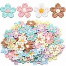 20pcs/Pack Dual-Color 5-Petal Flower Fabric Patch 2.7cm Colorful Grid Embroidery Applique For Clothing, Shoes, Hats, Hair Accessories, Hair Clips, Fabric Craft DIY Decoration - Five-petal Flower Appliqué - View 7