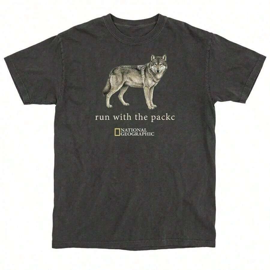 National Geographic "Go With The Flow" Unisex T-Shirt, Summer Outings Gift, Y2k 90s Vintage All-Match Tee - 黑色 4 - 查看 1