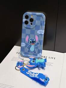 Disney Has Authorized, Phone Case - Chain Set, The Stitch Lilo & Stitch Phone Case Plus A Silicone 3D Or Fluffy Style Stitch Bracelet With Metallic Ring Removable Bracelet, Stitch And Angel Pattern, Compatible With Iphone 17/16/15/14/13/12/11/XS/XR/X Plus Pro Max, Wavy Design Phone Case For Girl, A Stylish Cartoon Summer Phone Case, The Perfect Gift Choice, Phone Protection, Durable Phone Cover, Great Gift For Friends And Family - 白色款式A - 查看 4