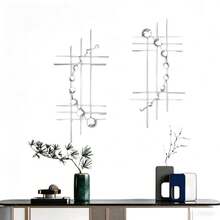 1pc Creative Geometric Wall Decor, Iron Art Display Rack For Living Room, Bedroom, Entryway Background - A - View 8