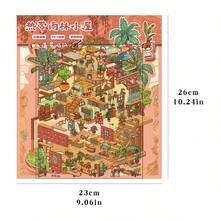 2 hojas de pegatinas de mascotas + 1 hoja de tarjeta de escena + 1 hoja de imagen de referencia/paquete, pegatinas de juguete para planificador DIY, pegatinas de paisaje, pegatinas manuales, pegatinas de escena de casa pequeña clasificadas a mano - pegatinas de paisajes - Ver 3