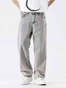 Men's Barão Jeans, Wide Leg, Washed Jeans - 銀色 - 查看 2